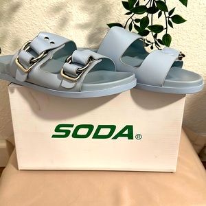 SUMMER Buckled Down Flat Sandal - Blue - Size 10